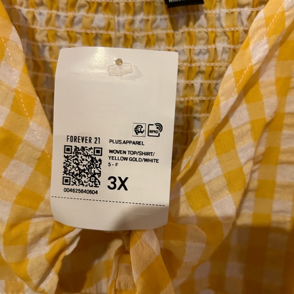 Forever 21 Women’s Plus Size Yellow & White Gingham Crop Top: Size 3X - Picture 3 of 3